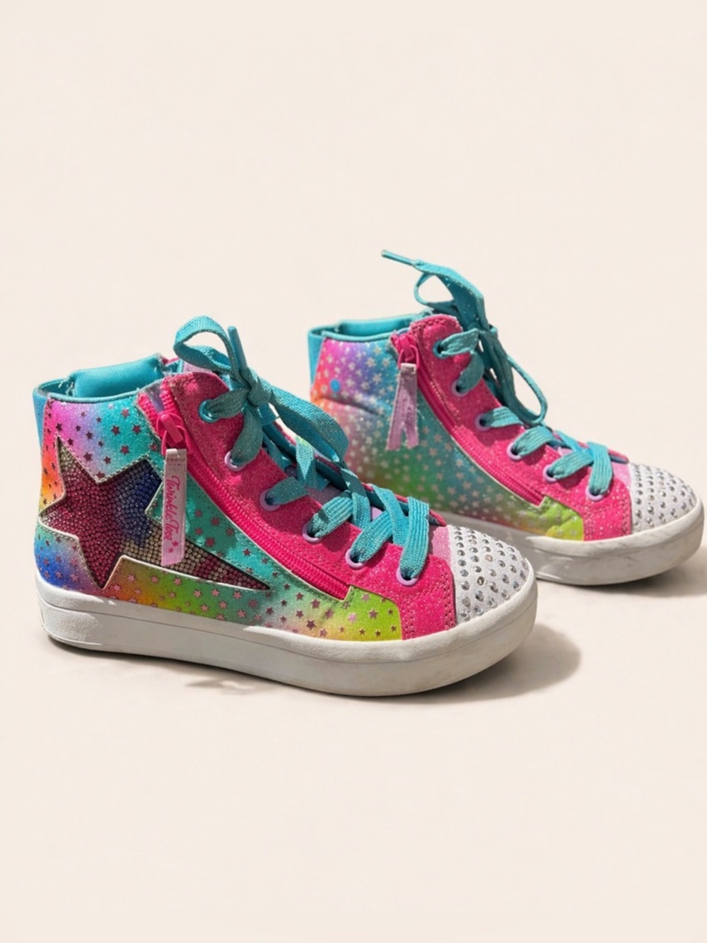 Skechers Twinkle Toes Rainbow Glitter High Tops Size 3